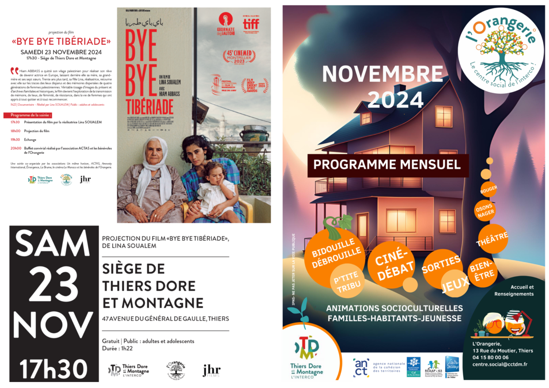 Découvrez le programme de l'Orangerie, le Centre Social de TDM, pour novembre